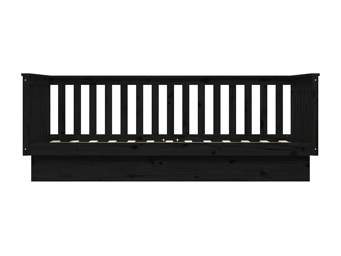 Lit de jour Noir 100x200 cm Bois de pin massif