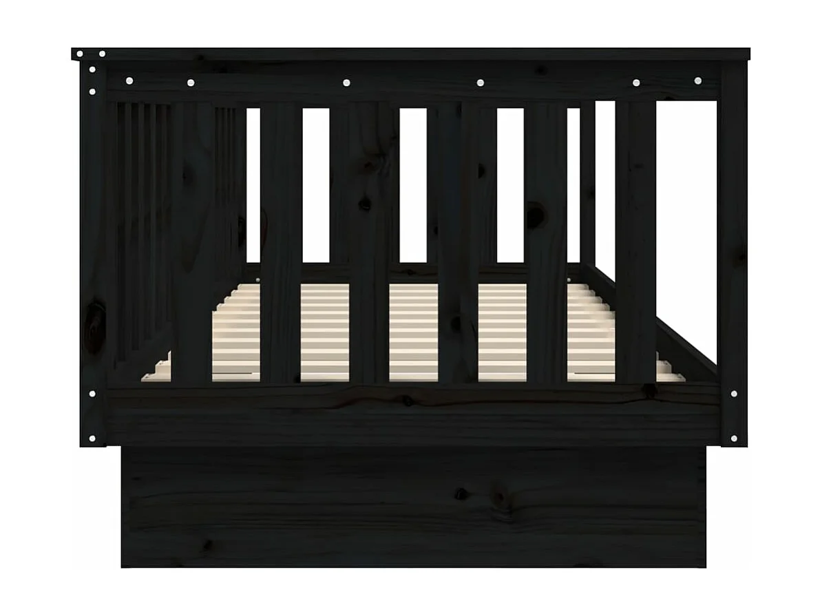 Lit de jour Noir 100x200 cm Bois de pin massif