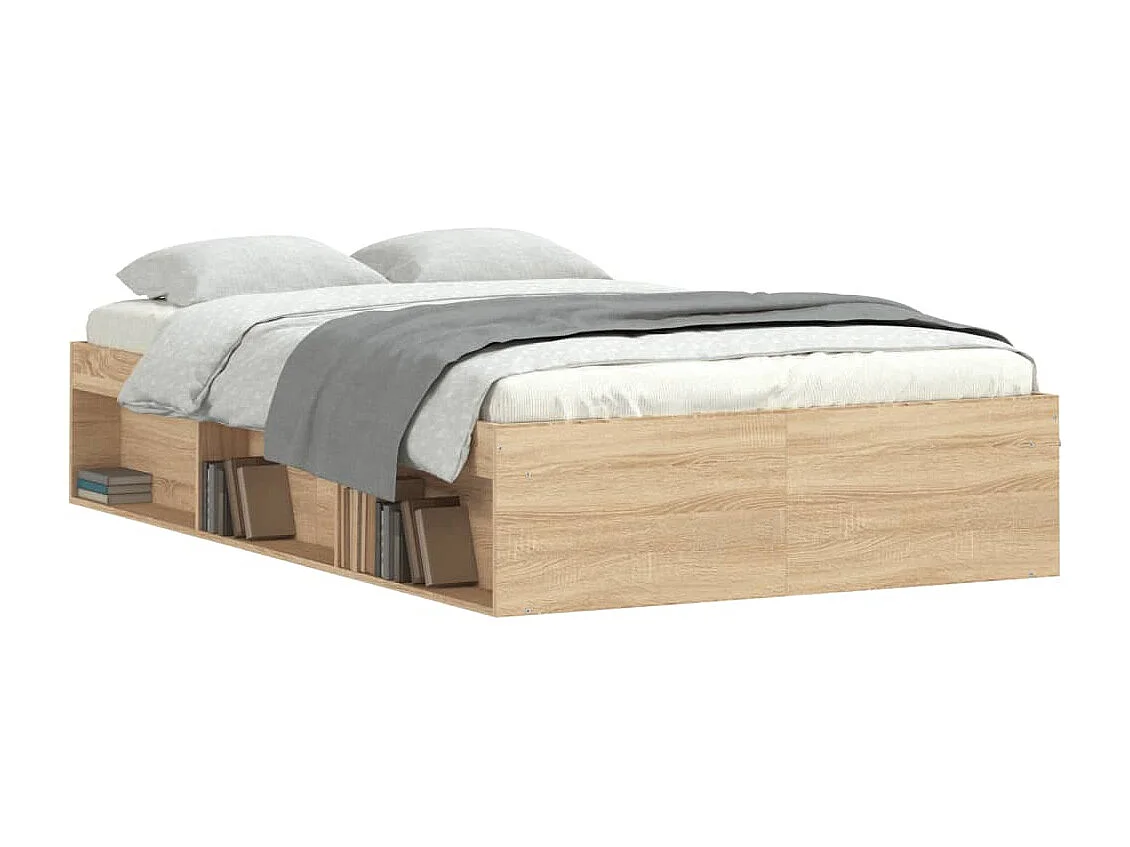 Estrutura de cama de casal pequena 120x190 cm carvalho sonoma