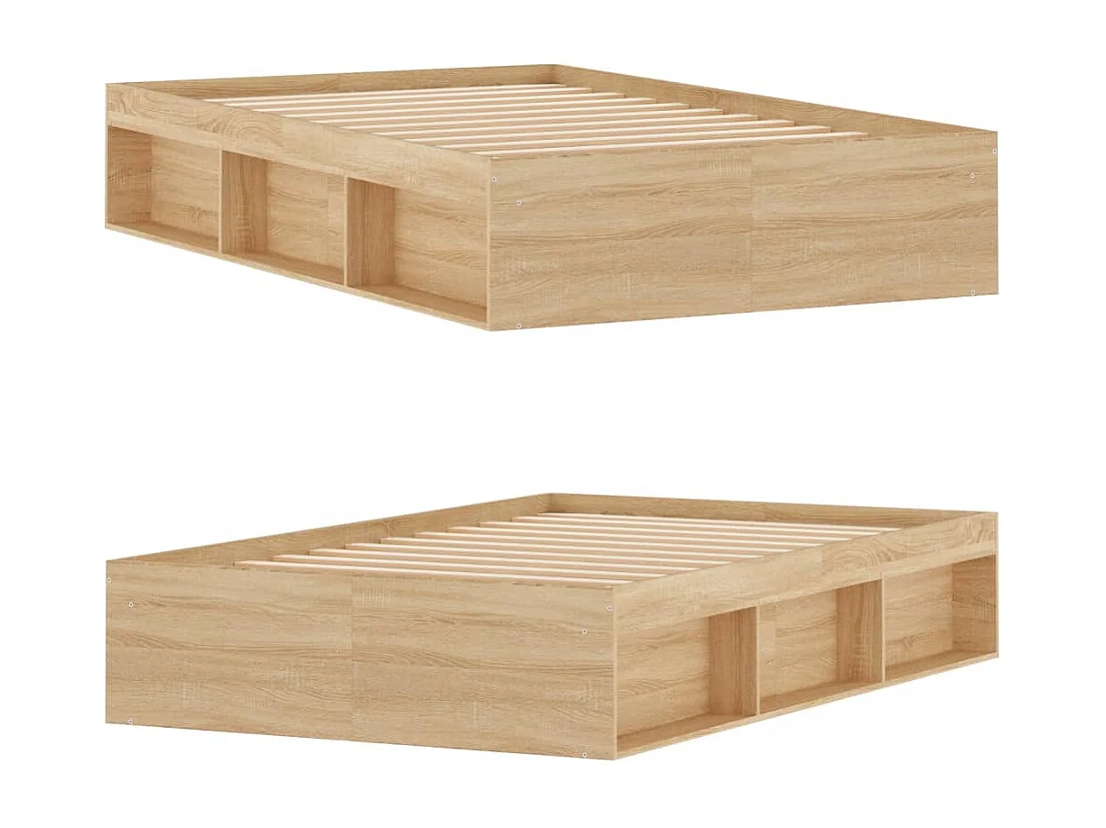 Estrutura de cama de casal pequena 120x190 cm carvalho sonoma
