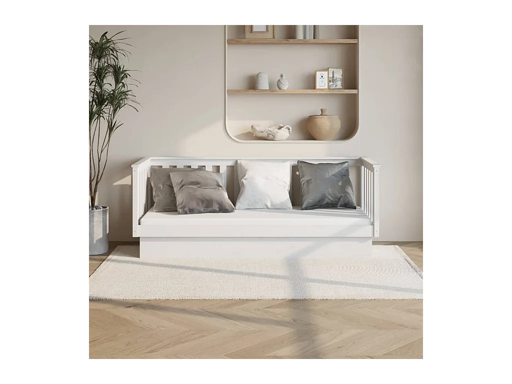 Lit de jour Blanc 75x190 cm Bois de pin massif