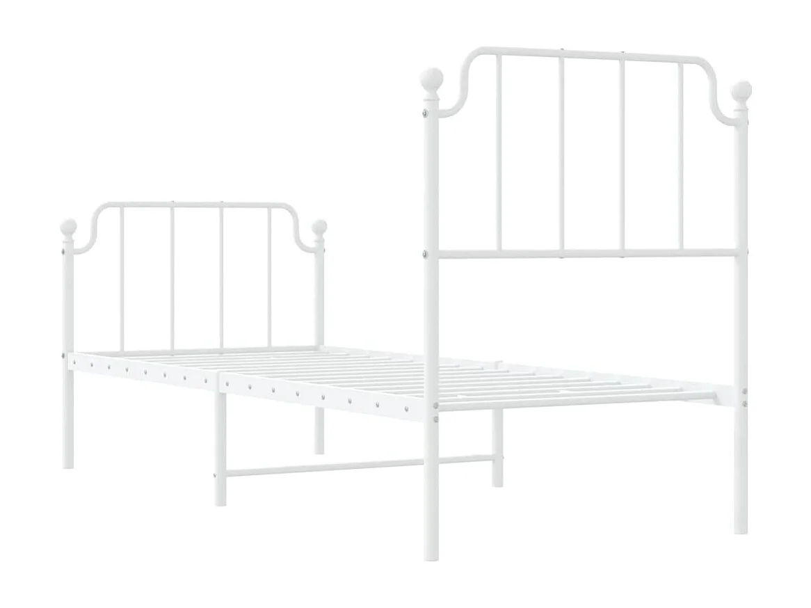 Estructura cama metal con cabecero y pie cama blanca 75x190 cm