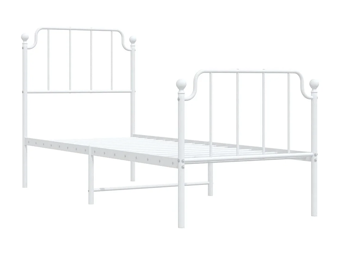 Estrutura de cama com cabeceira e pés 75x190 cm metal branco