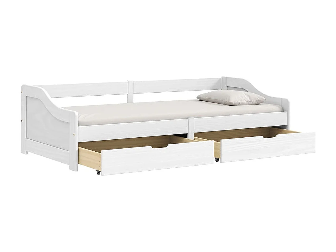 Sofá cama con 2 cajones madera maciza pino blanca IRUN 90x200cm