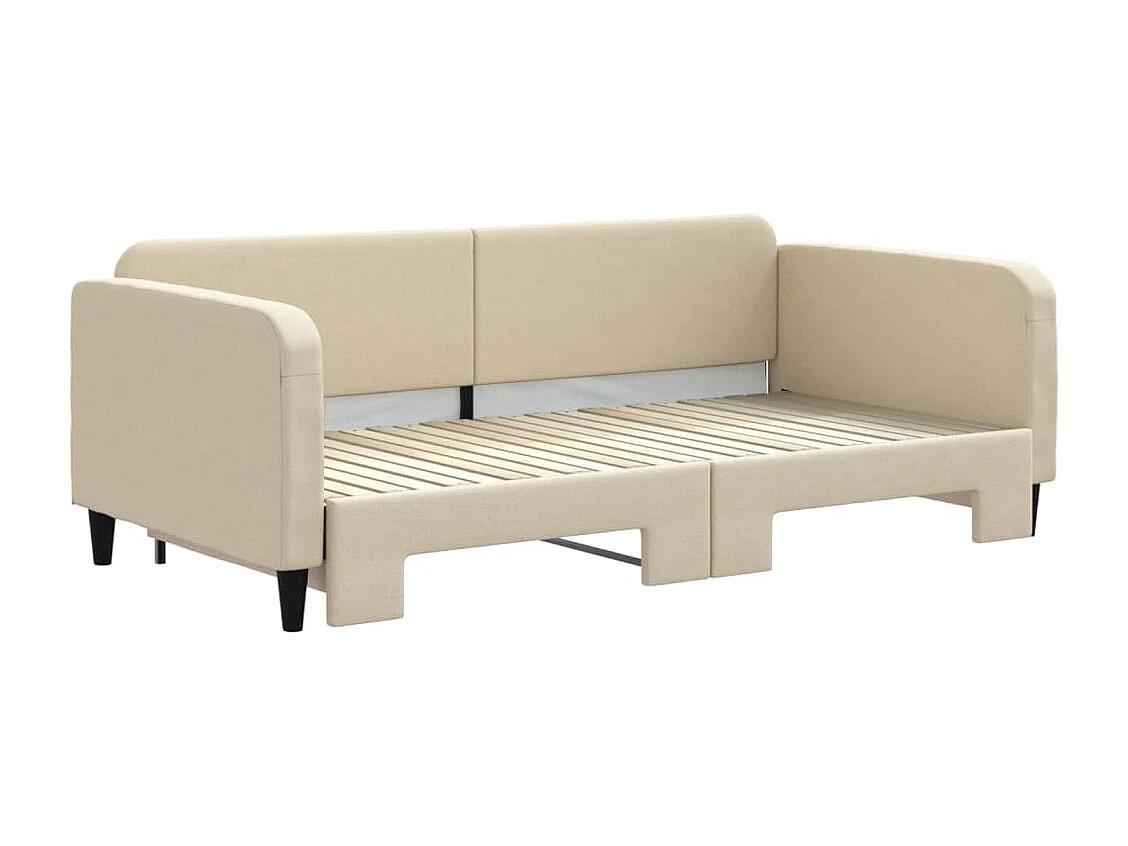 Lit de jour avec lit gigogne crème 100x200 cm tissu