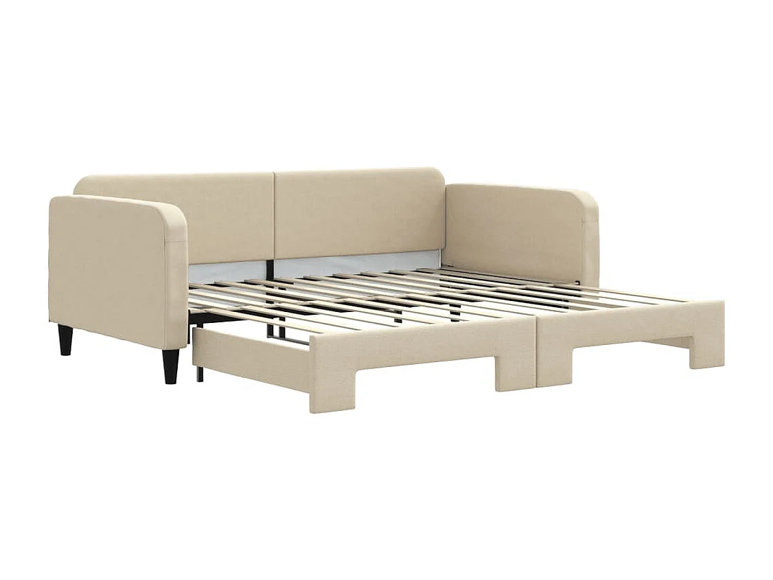 Lit de jour avec lit gigogne crème 100x200 cm tissu