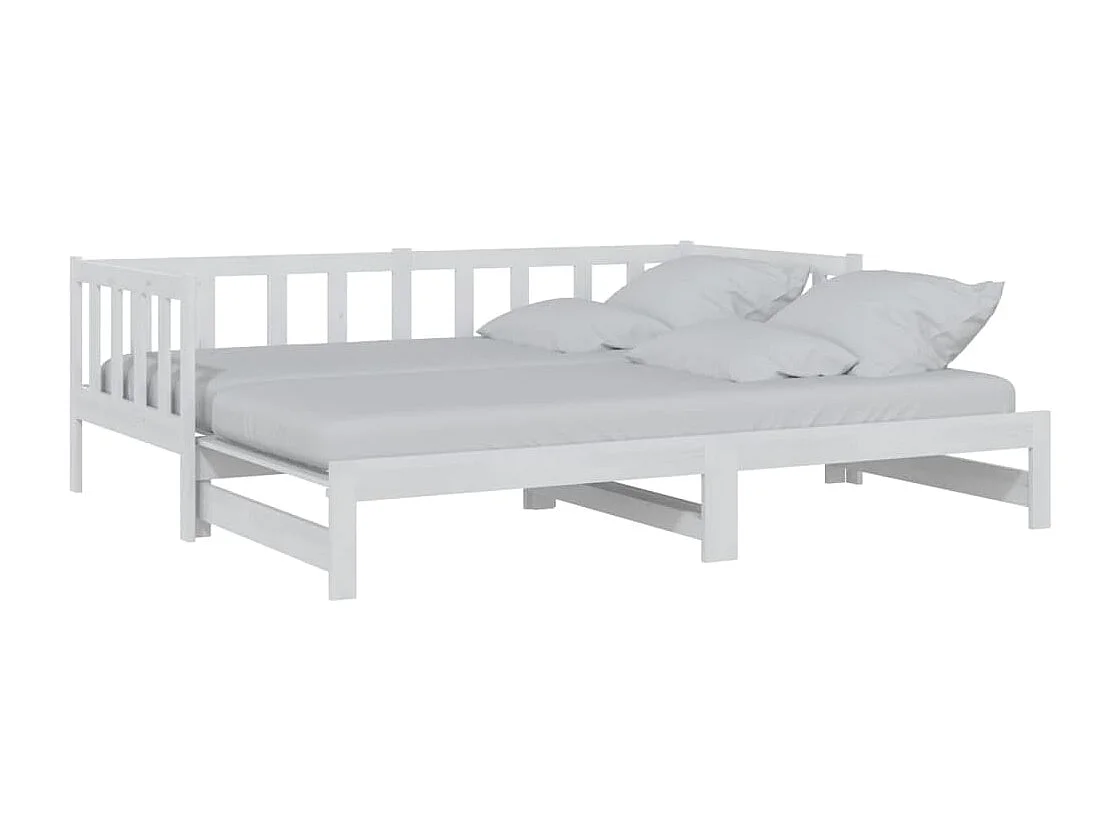 Slaapbank uitschuifbaar massief grenenhout wit 2x(90x200) cm