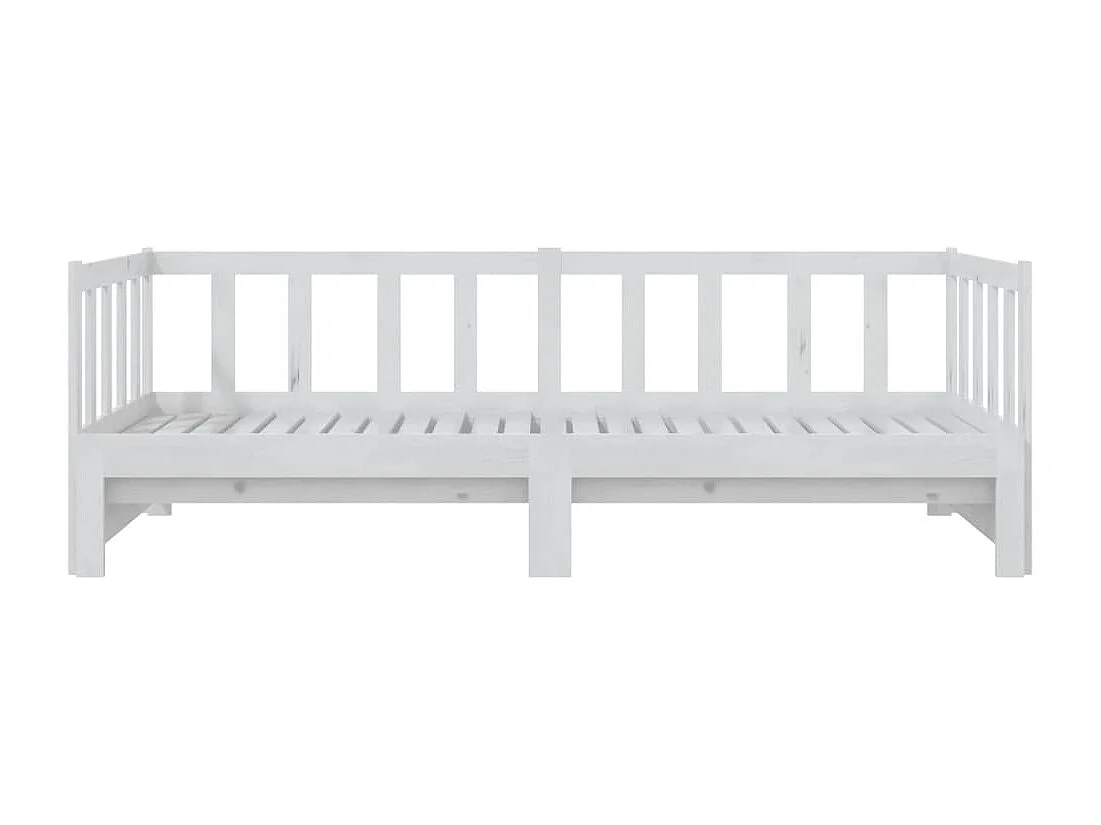 Slaapbank uitschuifbaar massief grenenhout wit 2x(90x200) cm