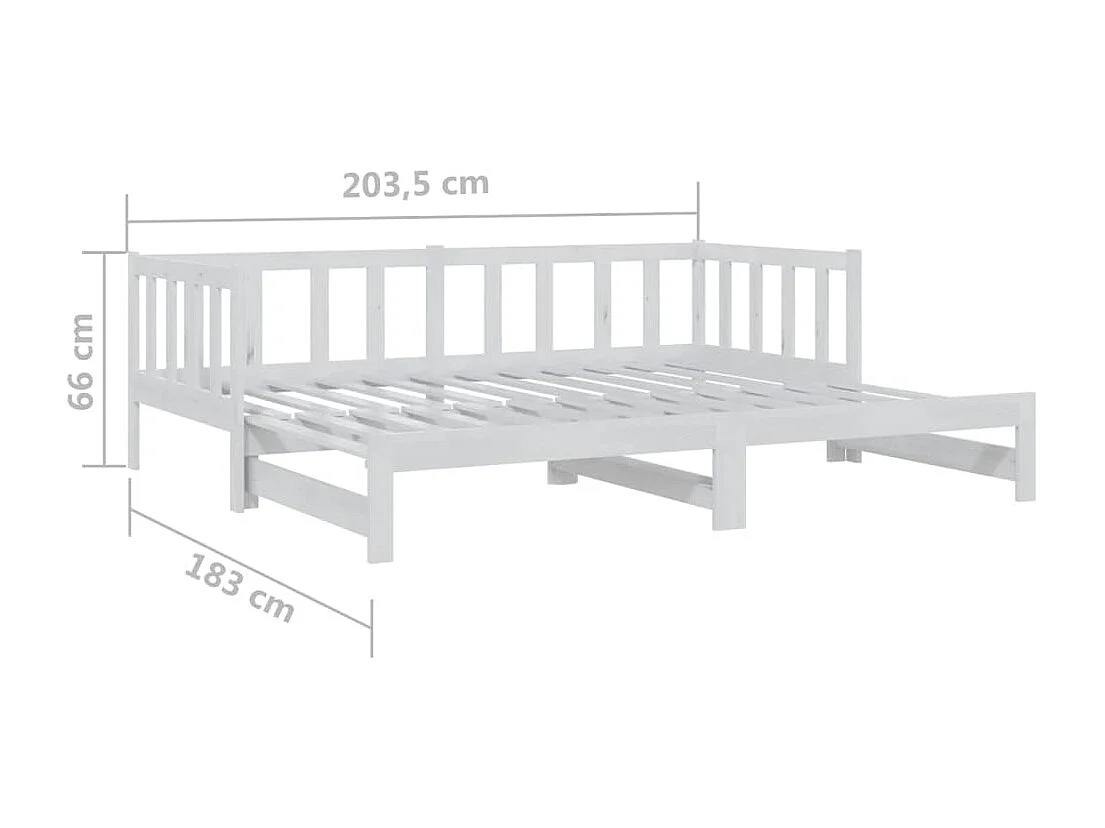 Slaapbank uitschuifbaar massief grenenhout wit 2x(90x200) cm