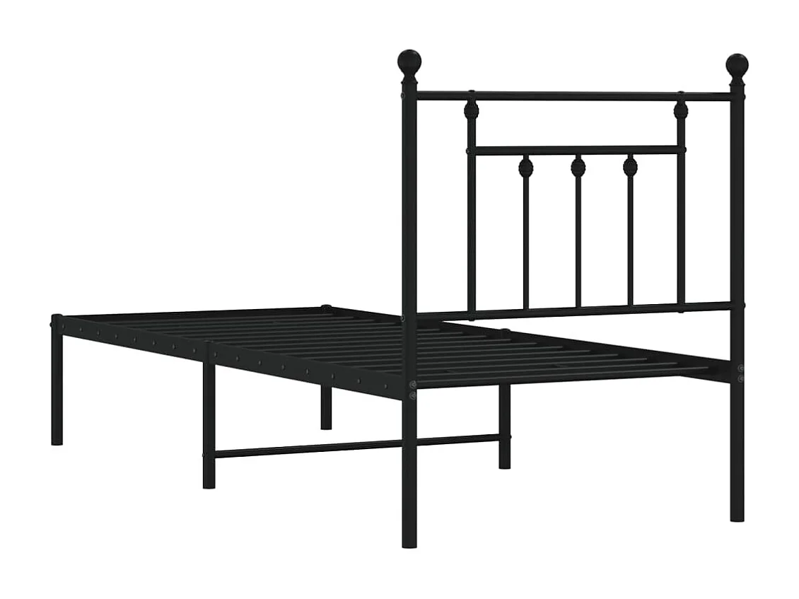 Estrutura de cama com cabeceira 75x190 cm metal preto