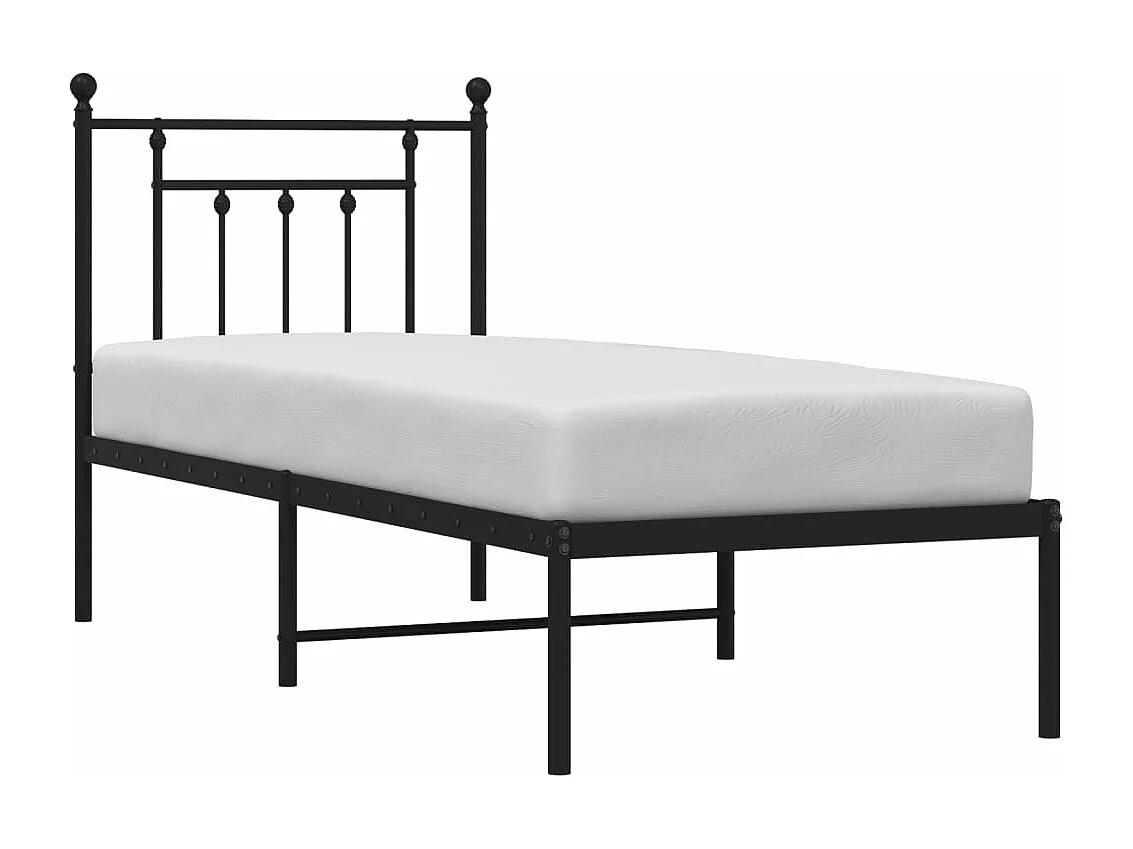 Estrutura de cama com cabeceira 75x190 cm metal preto