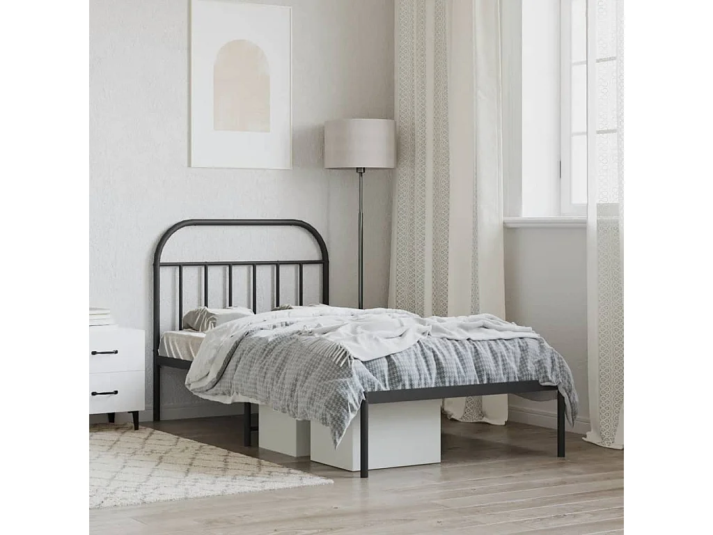 Estructura de cama con cabecero metal negro 100x190 cm