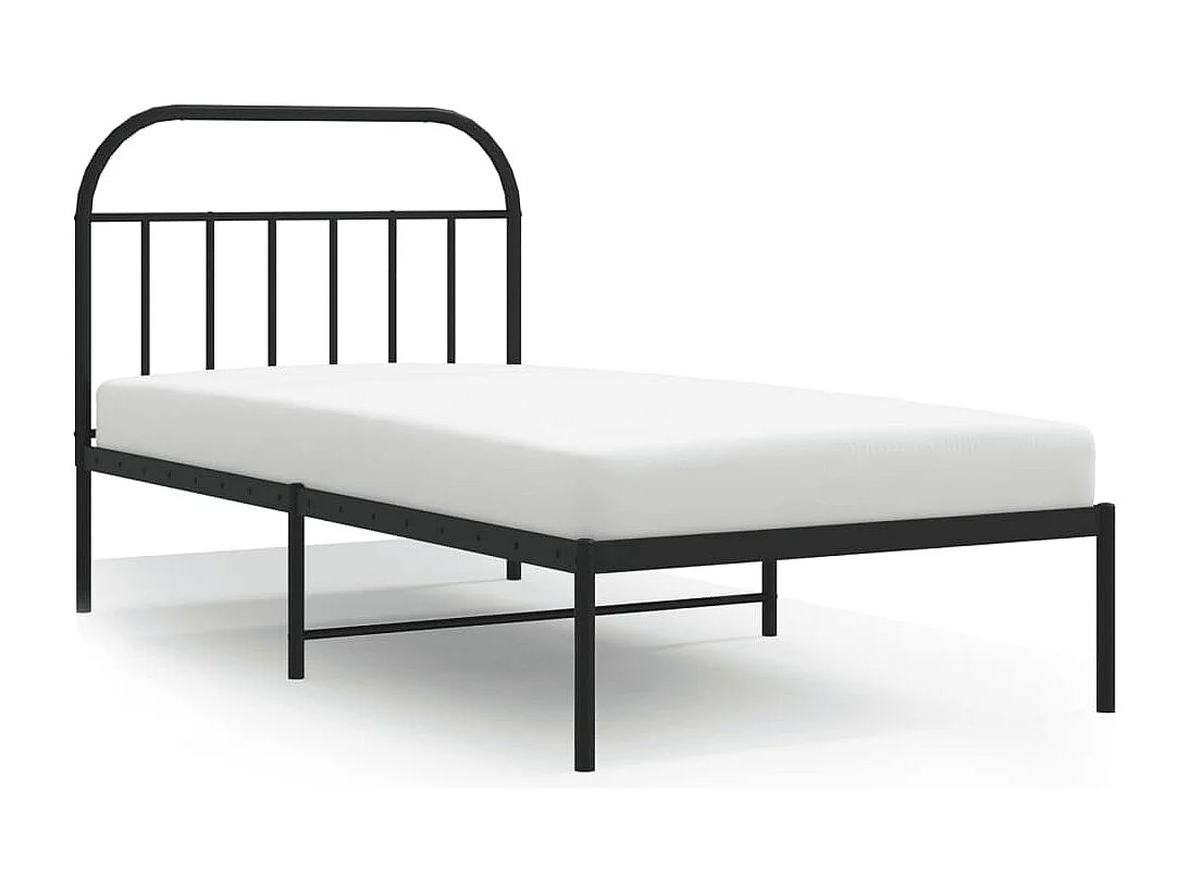 Estrutura de cama com cabeceira 100x190 cm metal preto