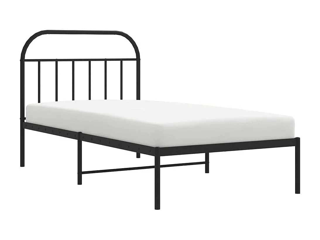 Estrutura de cama com cabeceira 100x190 cm metal preto