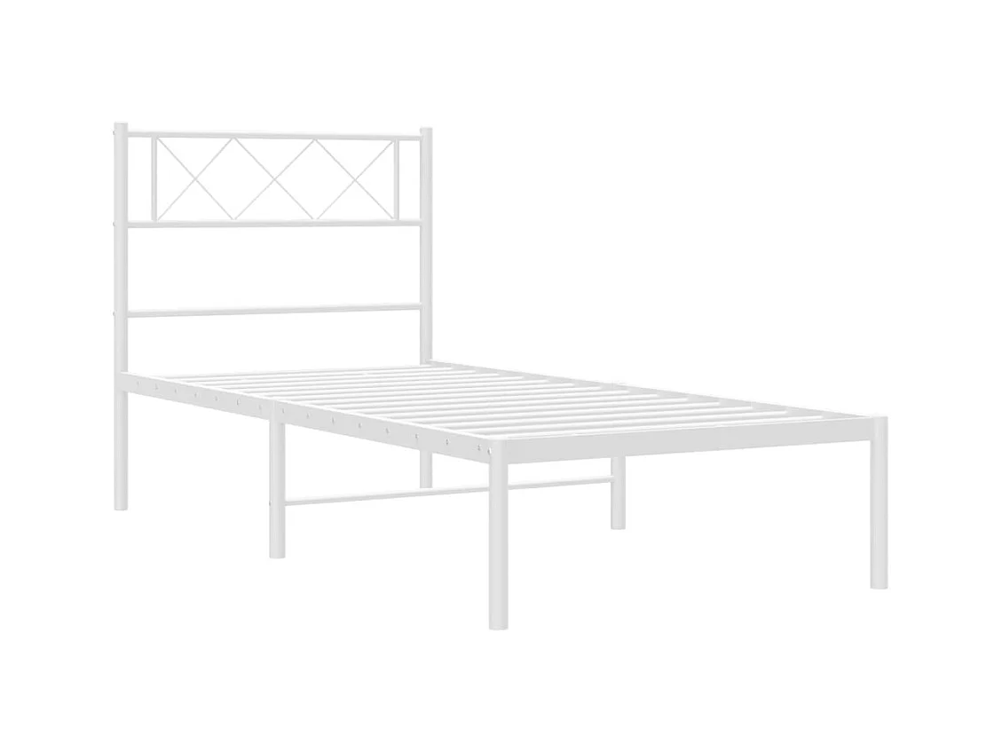 Estructura de cama de metal con cabecero blanco 90x190 cm