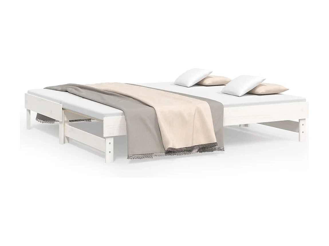 Sofá cama extraíble madera maciza de pino blanco 2x(75x190) cm