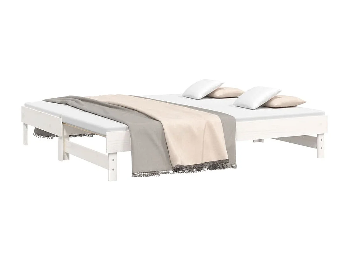 Sofá cama extraíble madera maciza de pino blanco 2x(75x190) cm