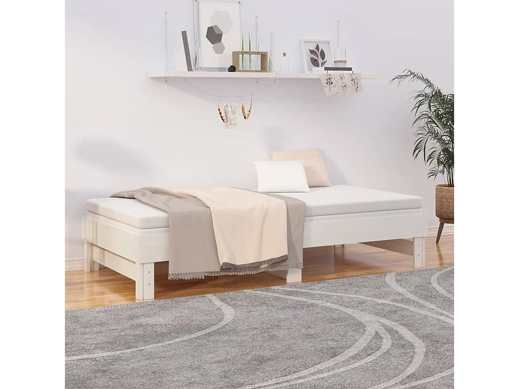 Sofá cama extraíble madera maciza de pino blanco 2x(75x190) cm
