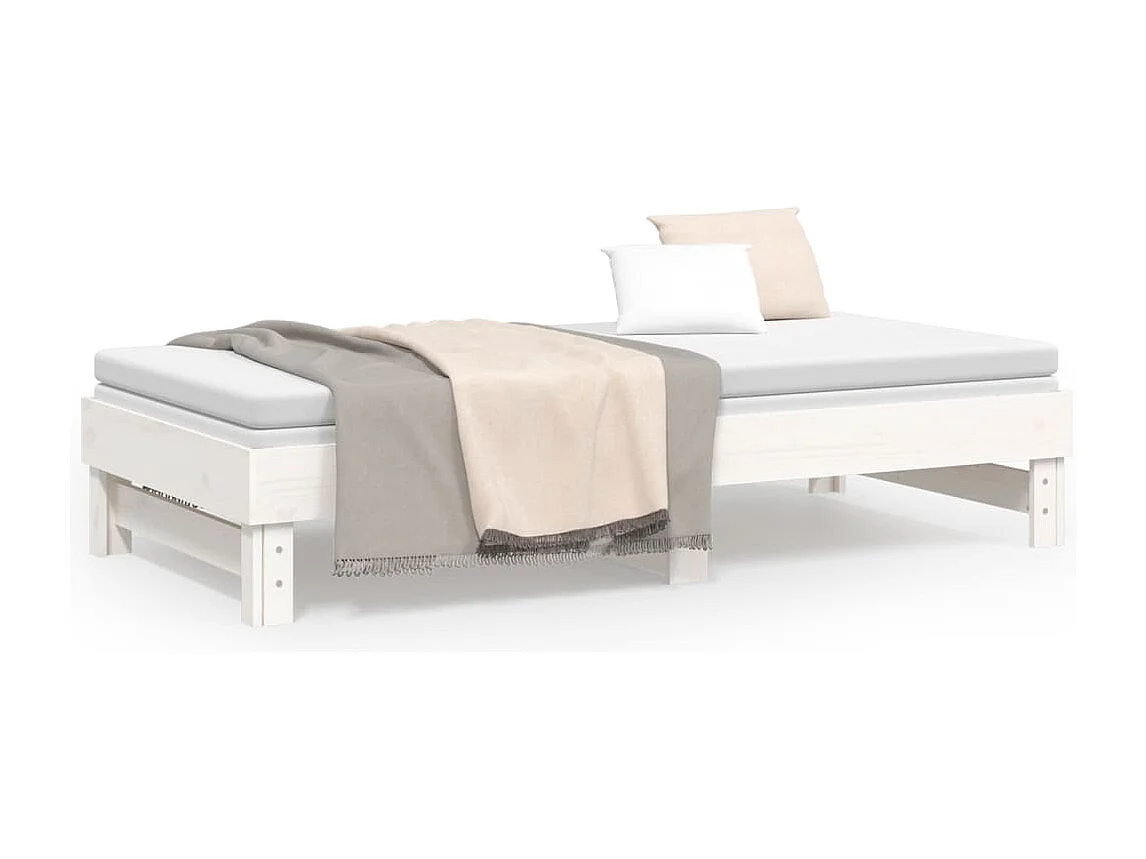 Sofá cama extraíble madera maciza de pino blanco 2x(75x190) cm