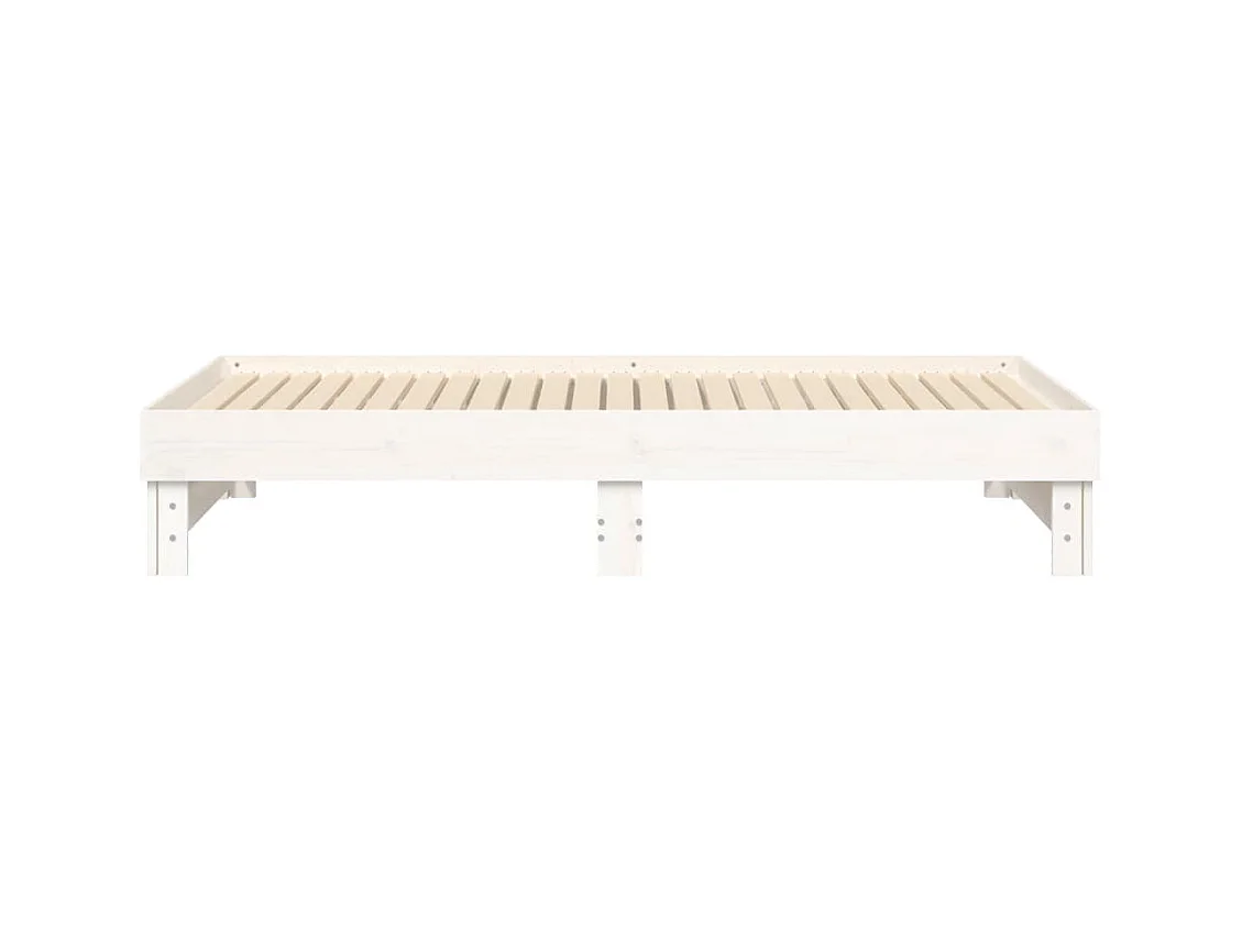 Lit coulissant Blanc 2x(75x190) cm Bois de pin massif
