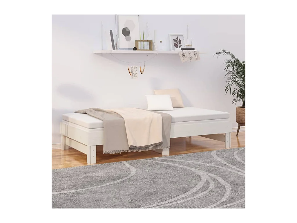 Lit coulissant Blanc 2x(75x190) cm Bois de pin massif