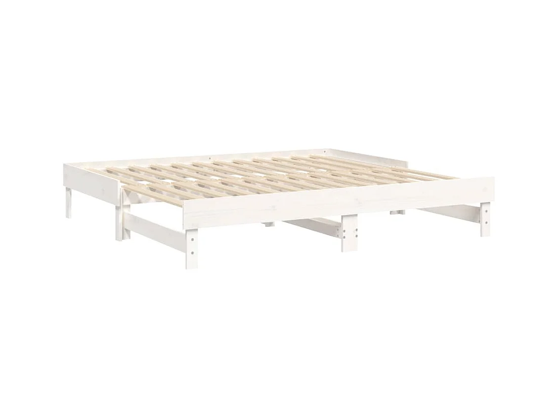 Lit coulissant Blanc 2x(75x190) cm Bois de pin massif