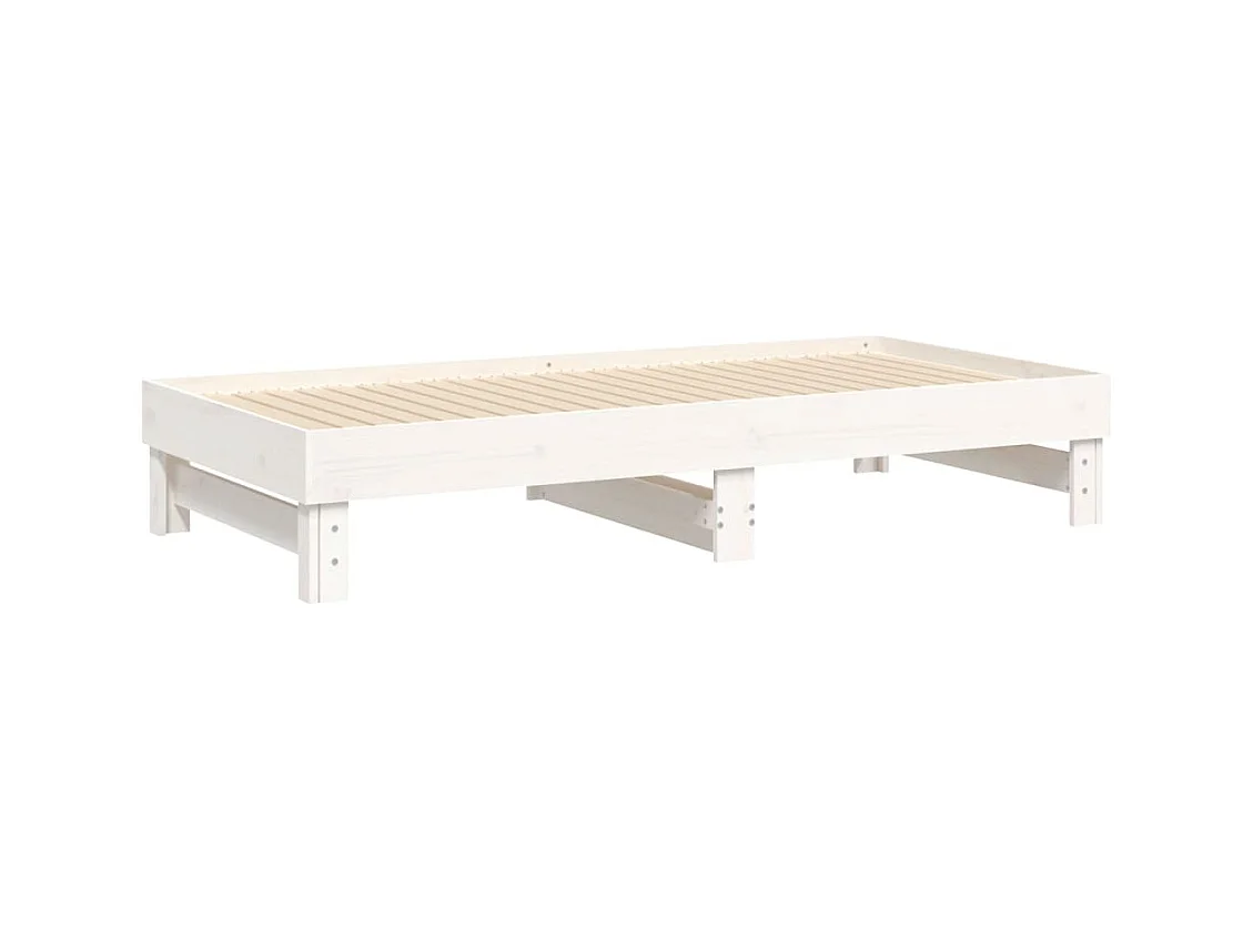 Lit coulissant Blanc 2x(75x190) cm Bois de pin massif