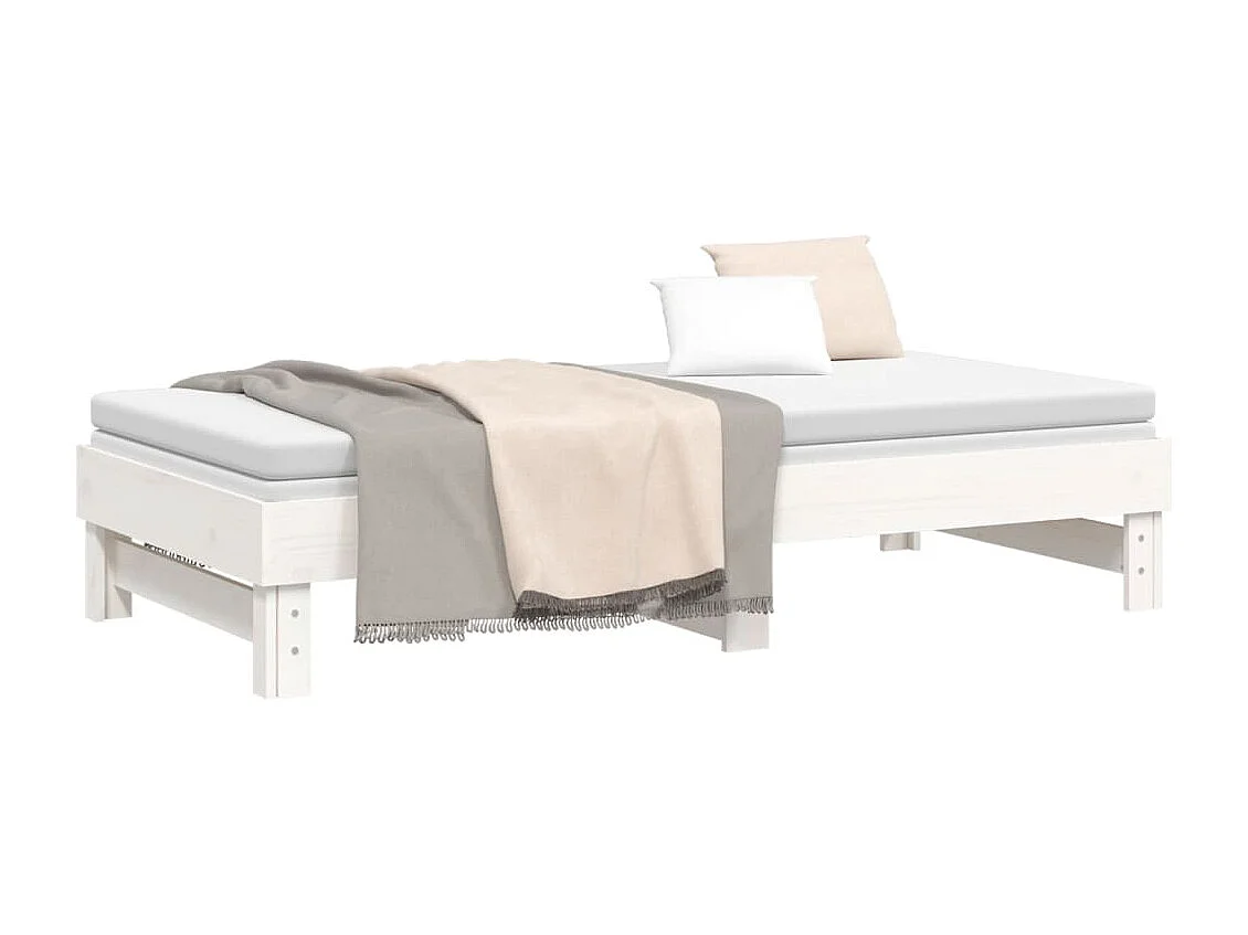 Sofá cama extraíble madera maciza de pino blanco 2x(75x190) cm