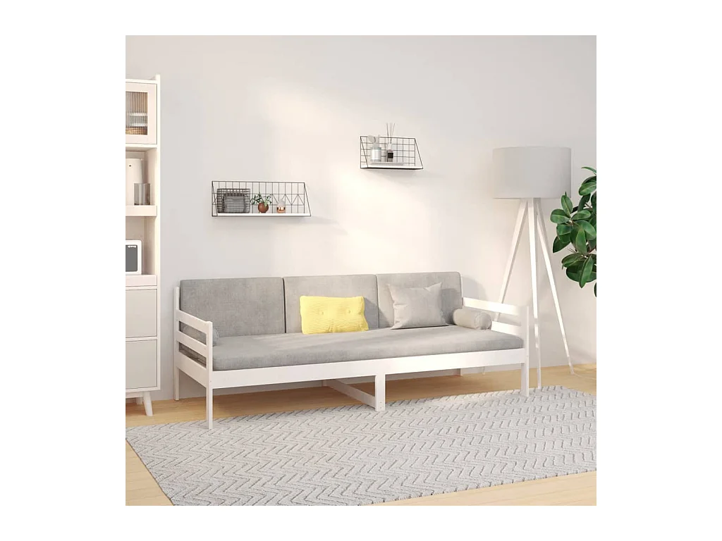 Sofá cama madera maciza de pino blanco 90x190 cm