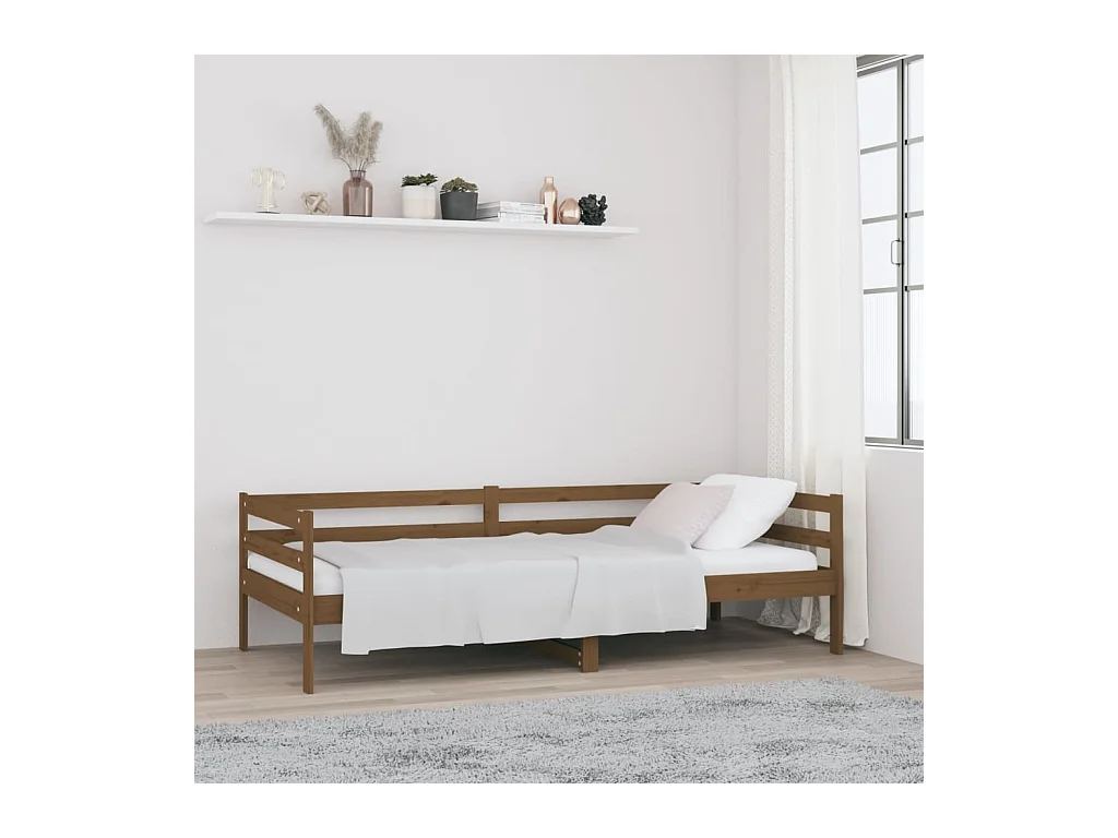 Lit de jour Marron miel 90x190 cm Bois de pin massif