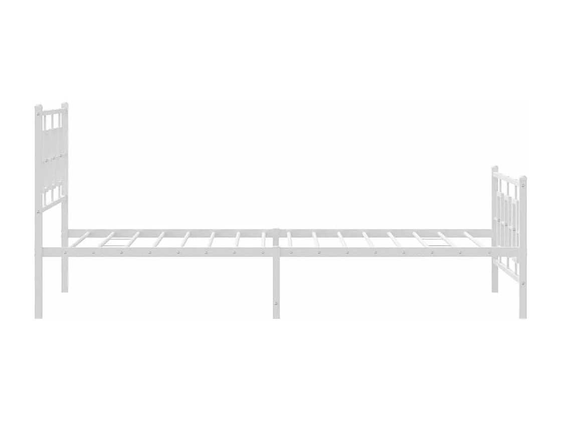 Cadre de lit métal avec tête de lit/pied de lit blanc 107x203cm