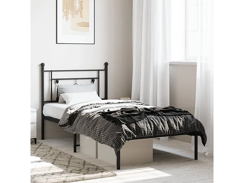 Estructura de cama con cabecero metal negro 100x190 cm