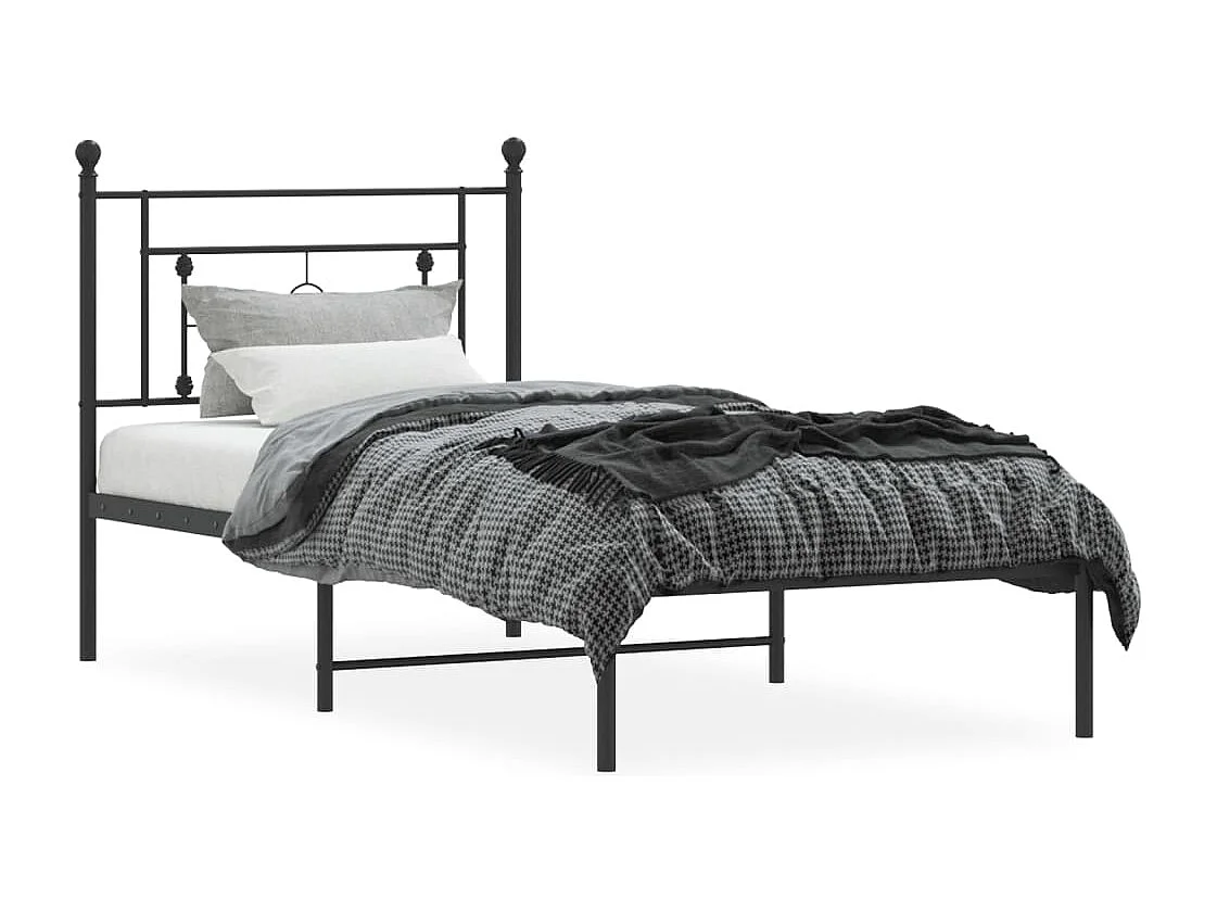 Estructura de cama con cabecero metal negro 100x190 cm