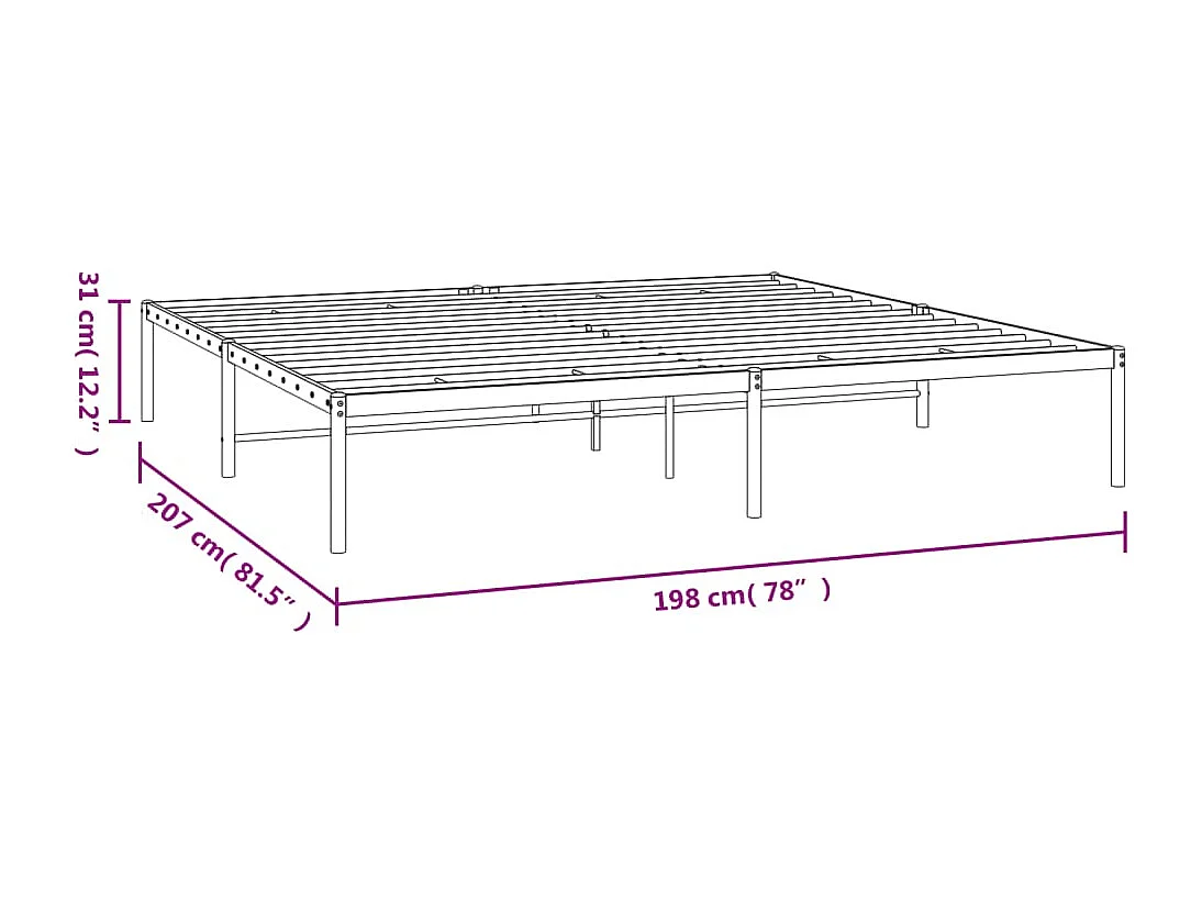 Cadre de lit métal noir 193x203 cm