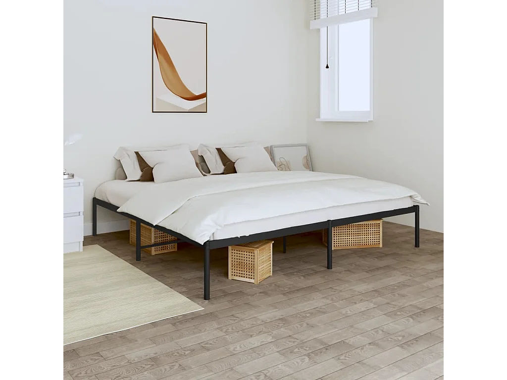 Estructura de cama de metal negro 183x213 cm