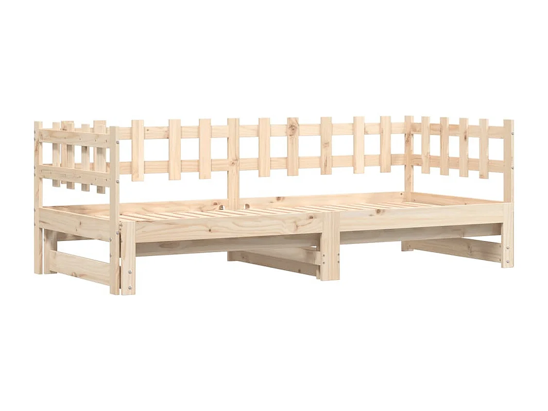 Sofá-cama de puxar 2x(80x200) cm madeira de pinho maciça