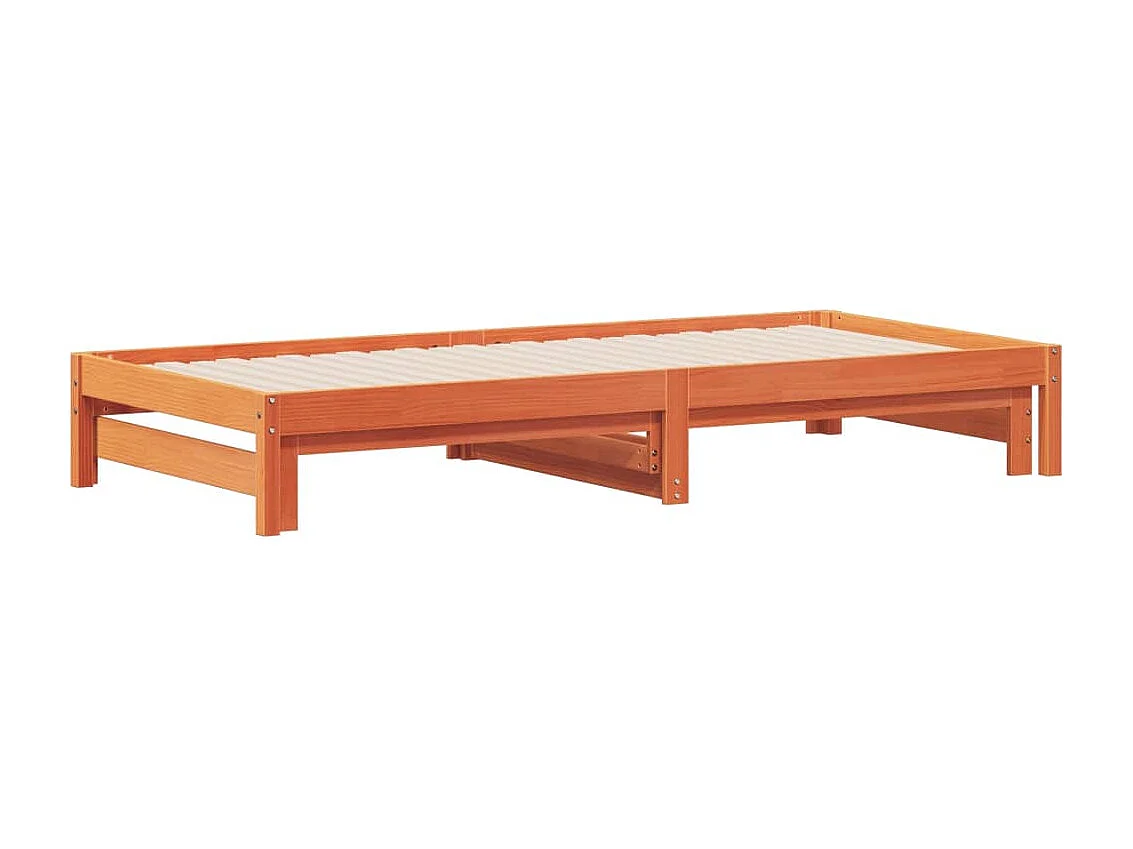 Lit de jour avec lit gigogne cire marron 80x200 cm pin massif