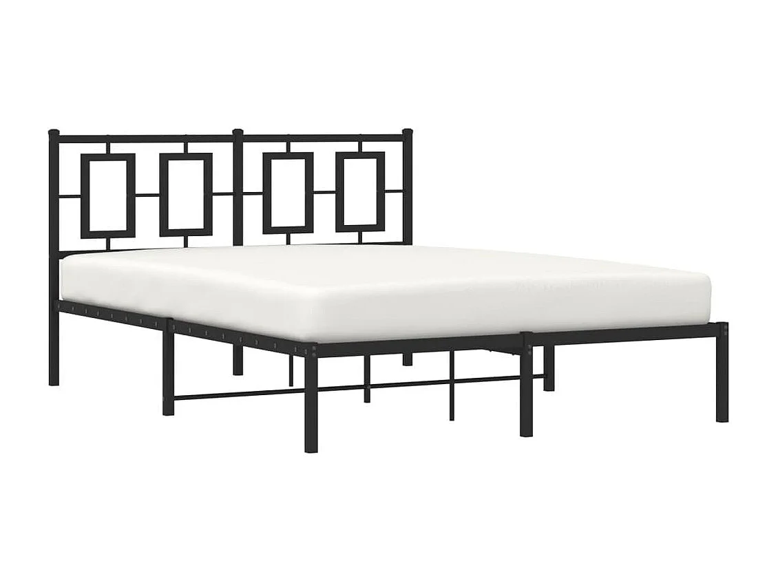 Cadre de lit métal avec tête de lit noir 140x190 cm