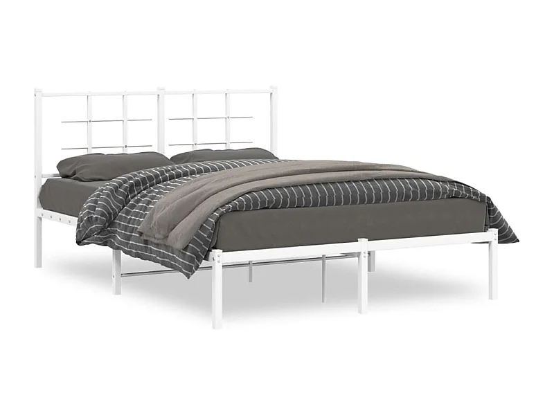 Estrutura de cama com cabeceira 140x200 cm metal branco
