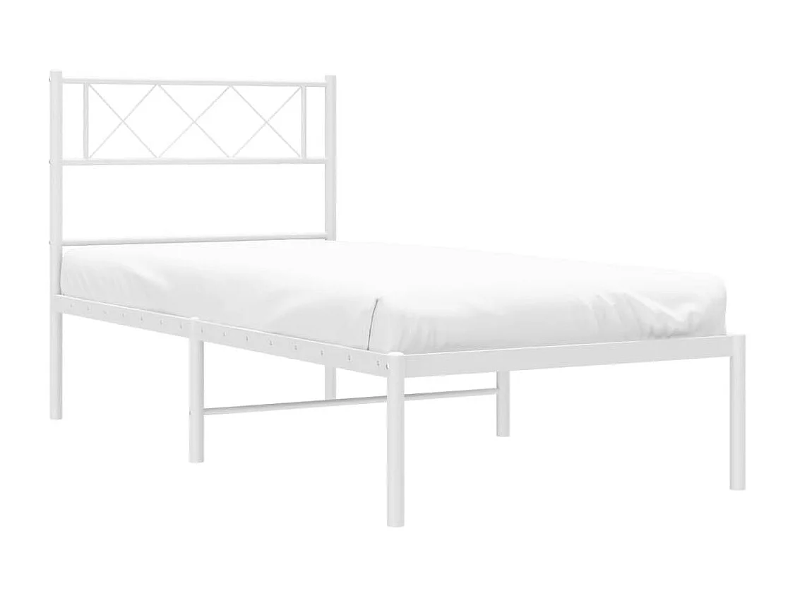 Cadre de lit métal avec tête de lit blanc 100x200 cm