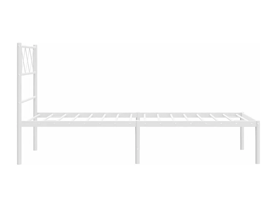 Cadre de lit métal avec tête de lit blanc 100x200 cm
