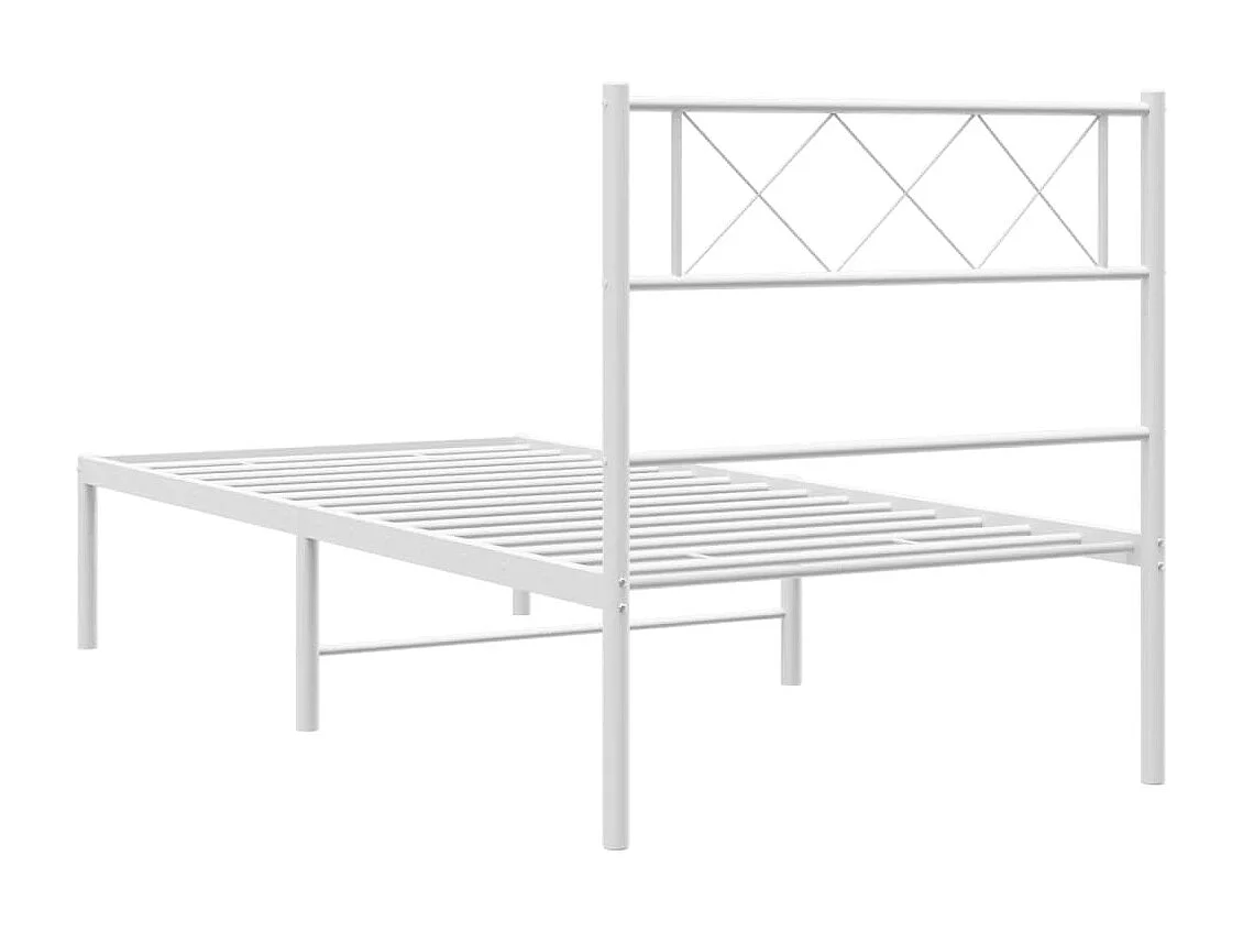 Cadre de lit métal avec tête de lit blanc 100x200 cm