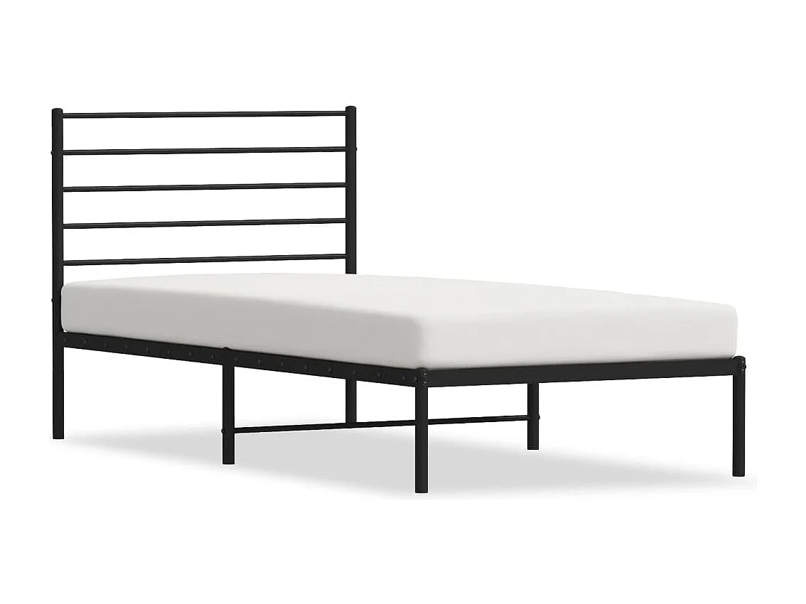 Estrutura de cama com cabeceira 100x200 cm metal preto