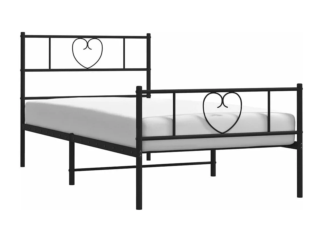 Estrutura de cama com cabeceira e pés 100x190 cm metal preto