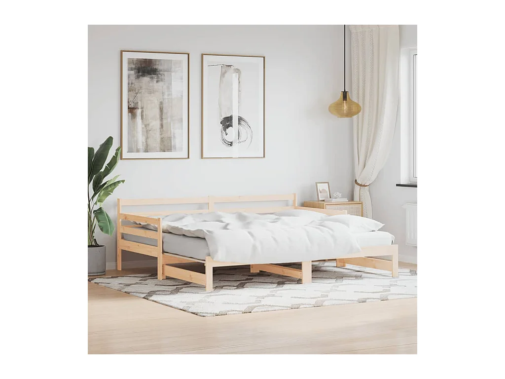 Lit de jour avec lit gigogne 80x200 cm bois de pin massif