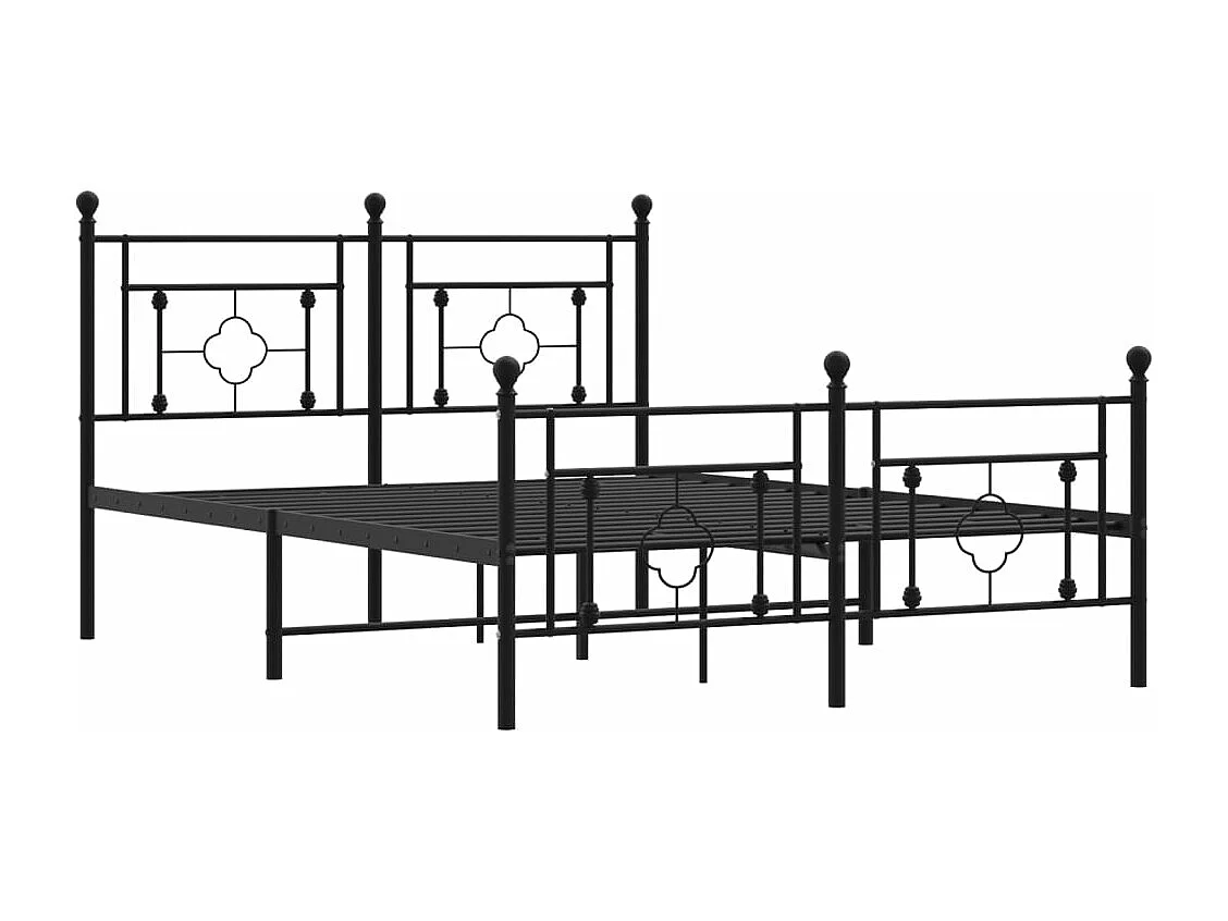 Estrutura de cama com cabeceira e pés 140x190 cm metal preto