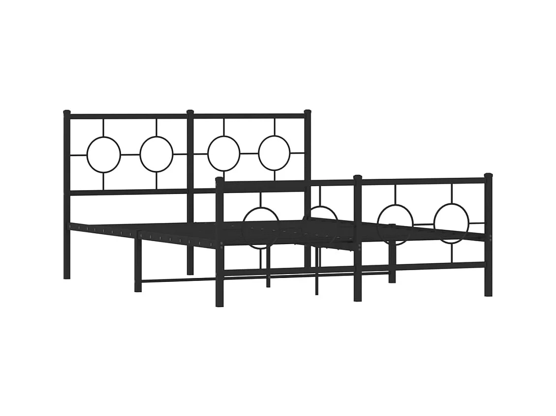 Estrutura de cama com cabeceira e pés 140x190 cm metal preto