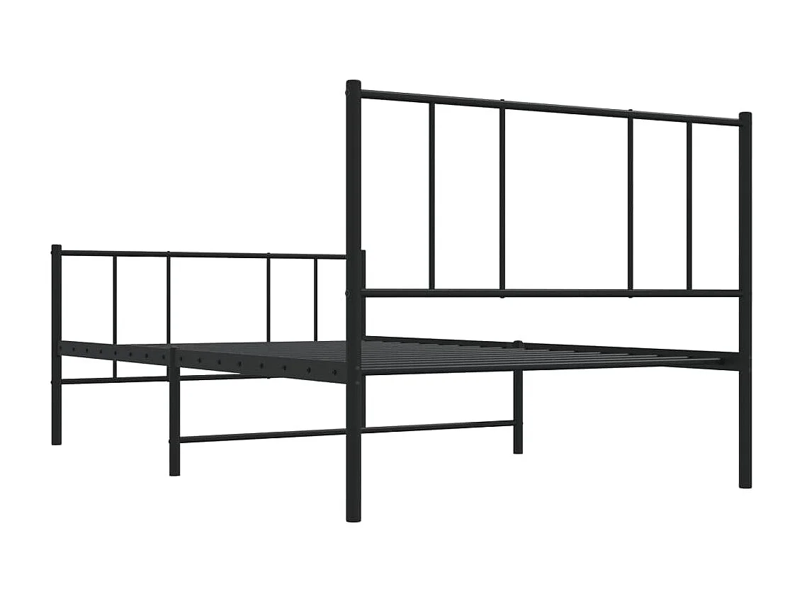Estrutura de cama com cabeceira e pés 100x190 cm metal preto