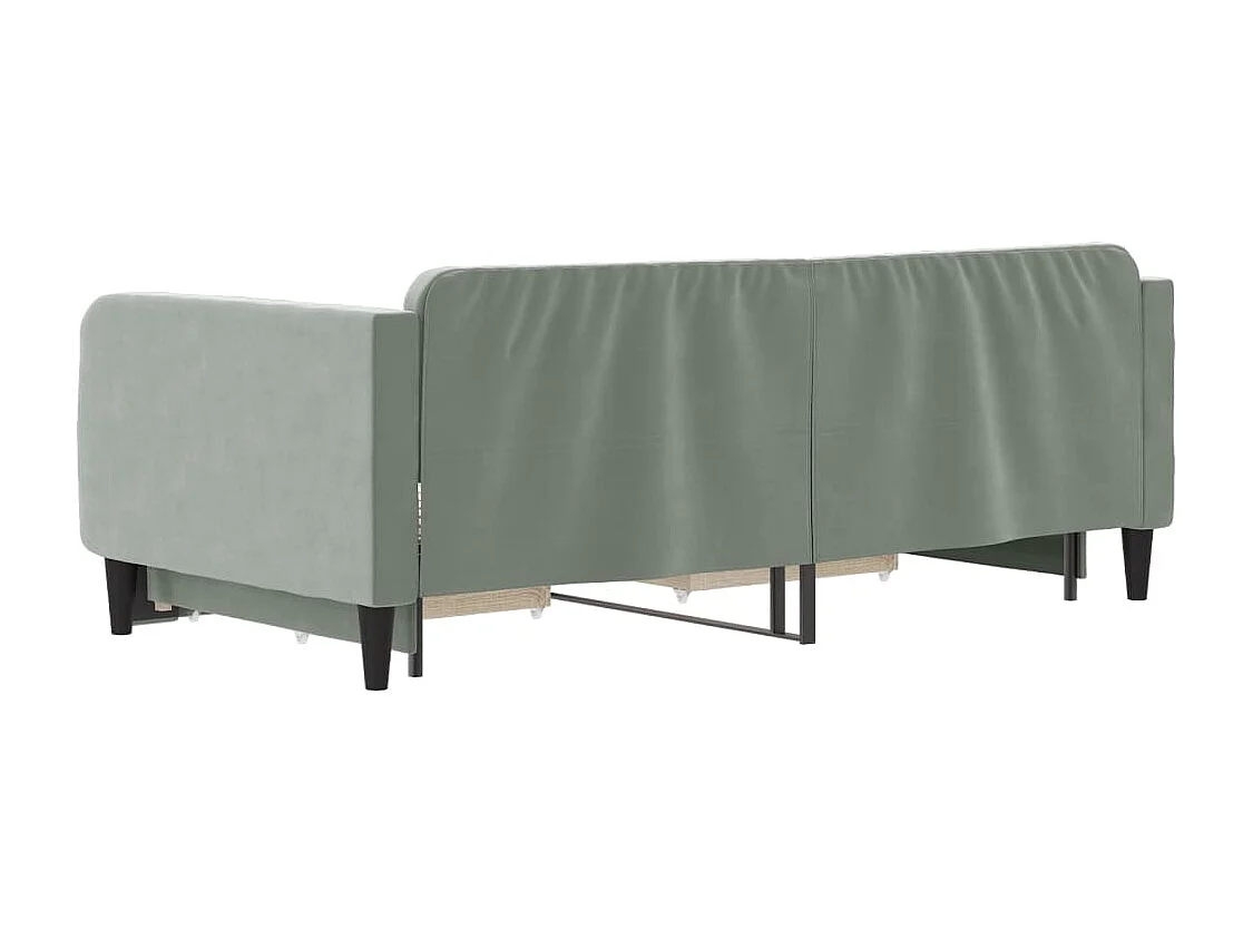 Sofá cama nido con cajones terciopelo gris claro 90x190 cm