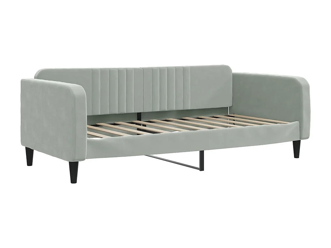 Sofá cama nido con cajones terciopelo gris claro 90x190 cm
